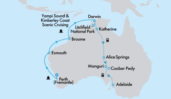 The Ghan Expedition and Crown Princess West Coast Cruise and Top End Getaway The Ghan Expedition and Crown Princess West Coast Cruise and Top End Getaway